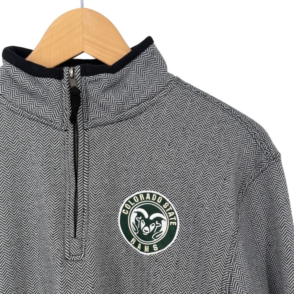Colosseum Colorado State Rams Mens Small Grey Herringbone 1/4 Zip Pullover